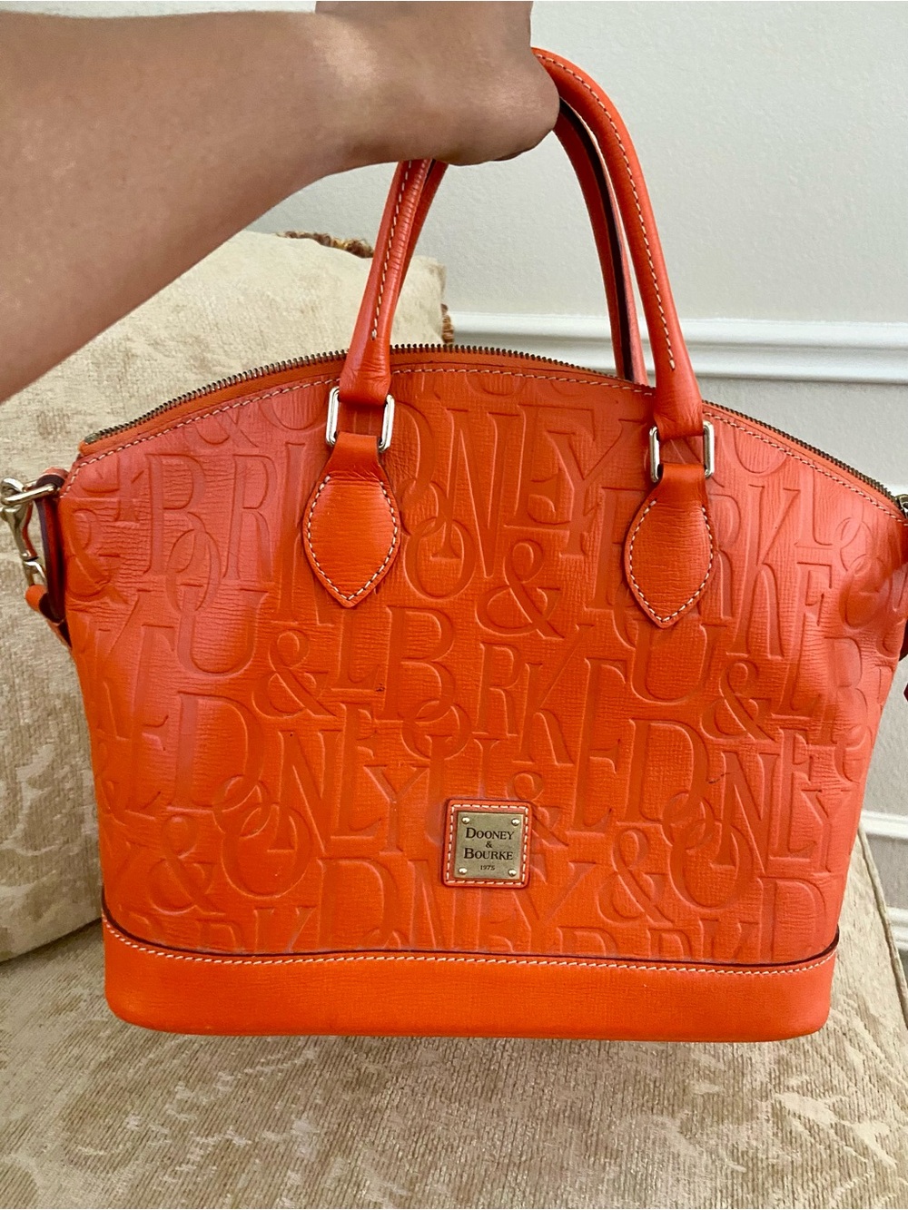 Dooney & Bourke embossed leather satchel - Orange - Picture 3 of 6